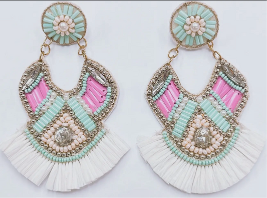 Flamingo Aztec Fringe Dangle