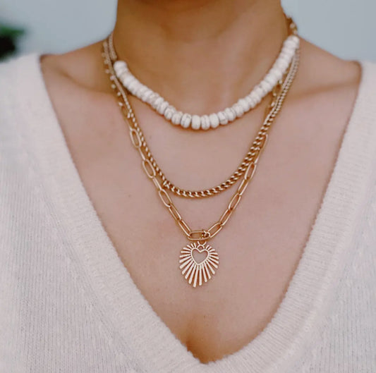 Resin Bead Mixed Metal Triple Layered Statement Piece