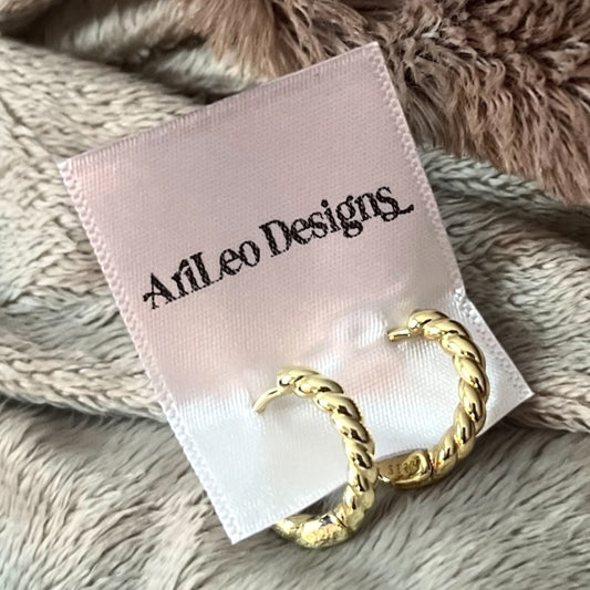 14k Spiral Huggie Hoops