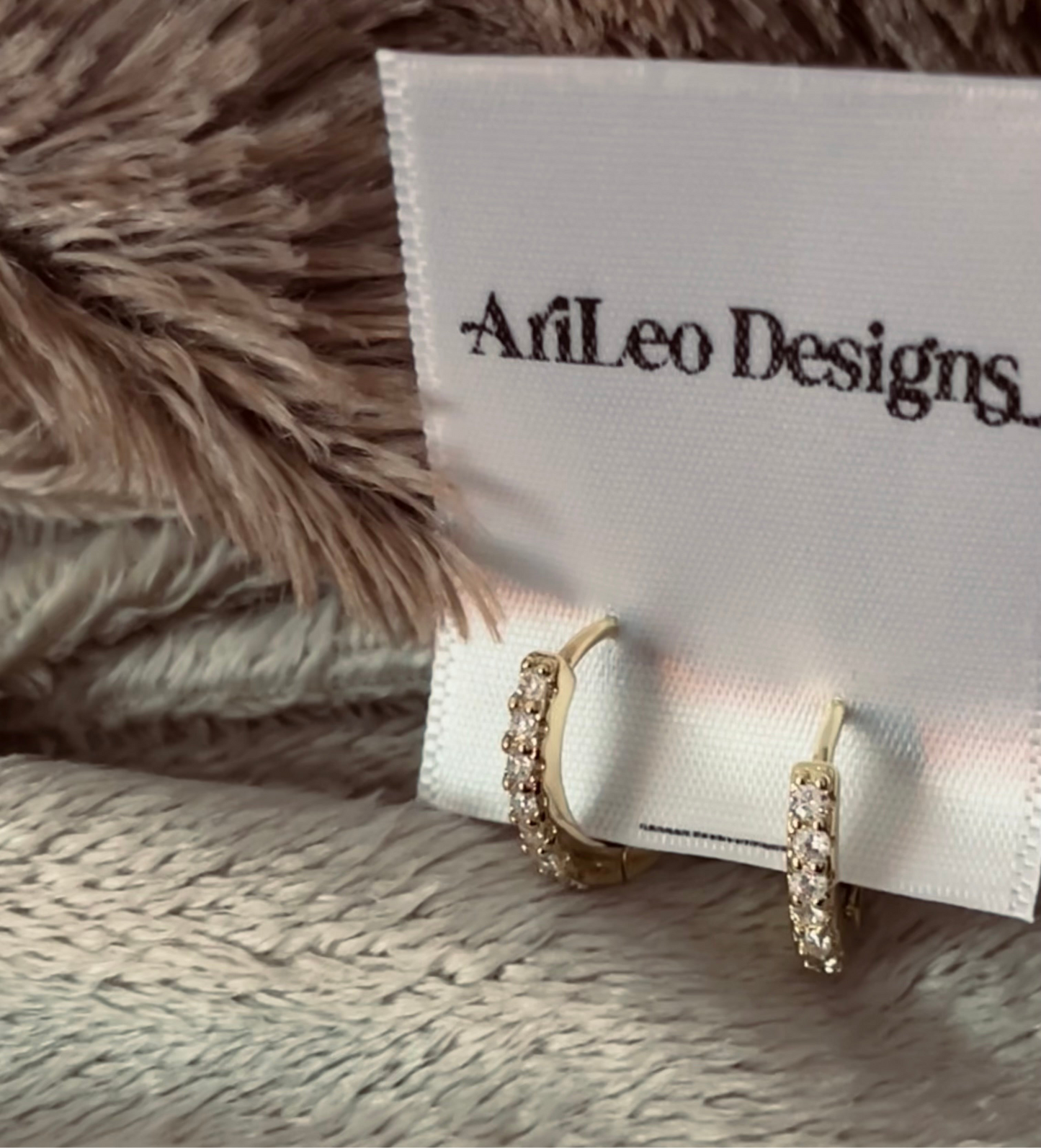 14k Studded Huggie Hoops