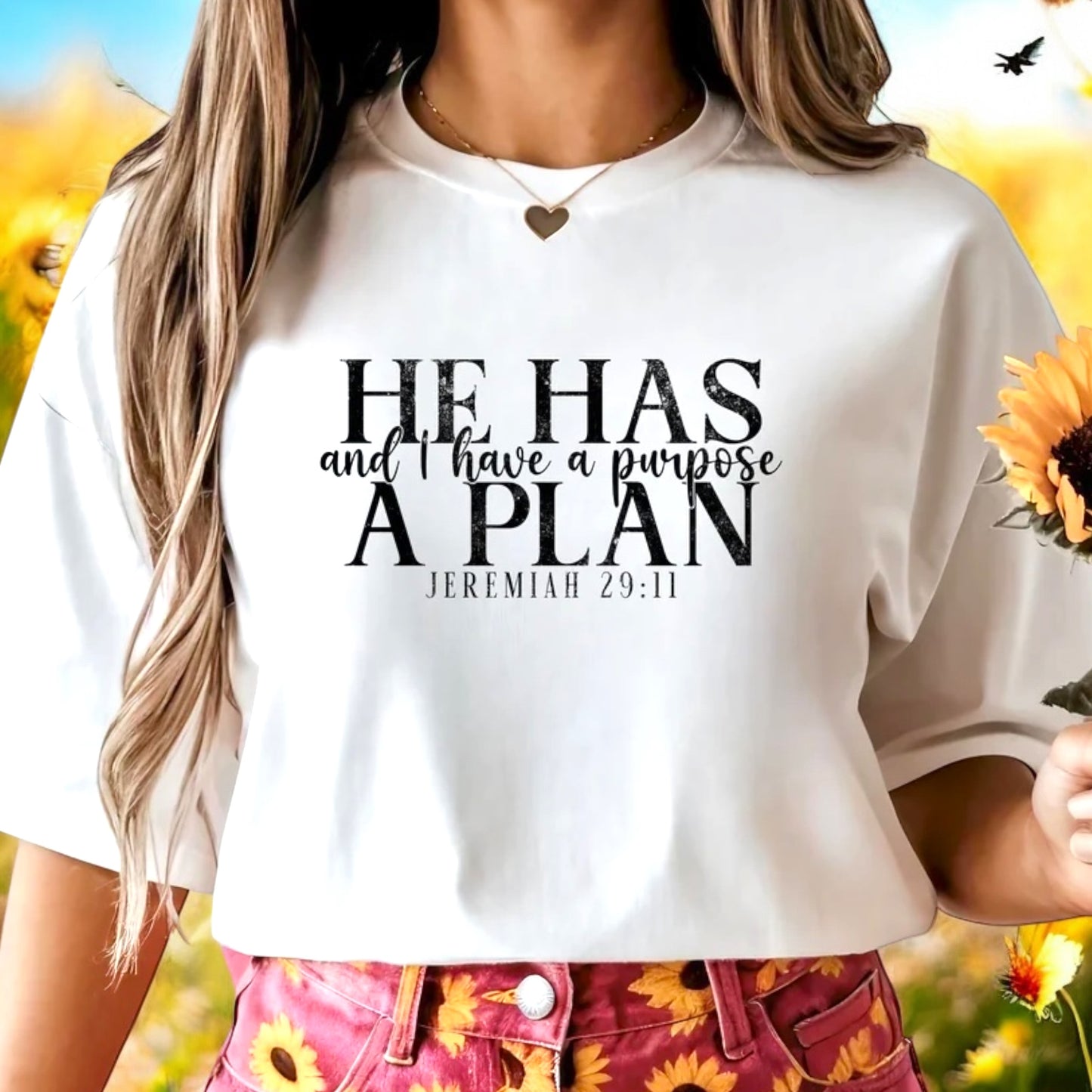 He Has a Plan Script Tee