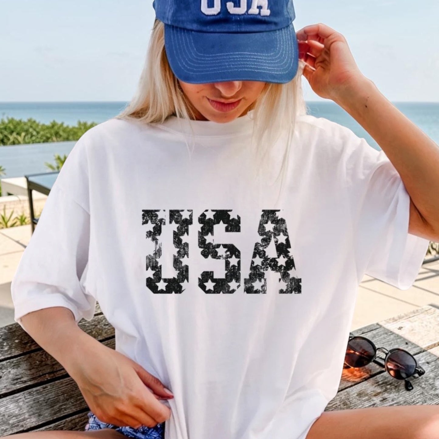 USA Distressed Stars Tee