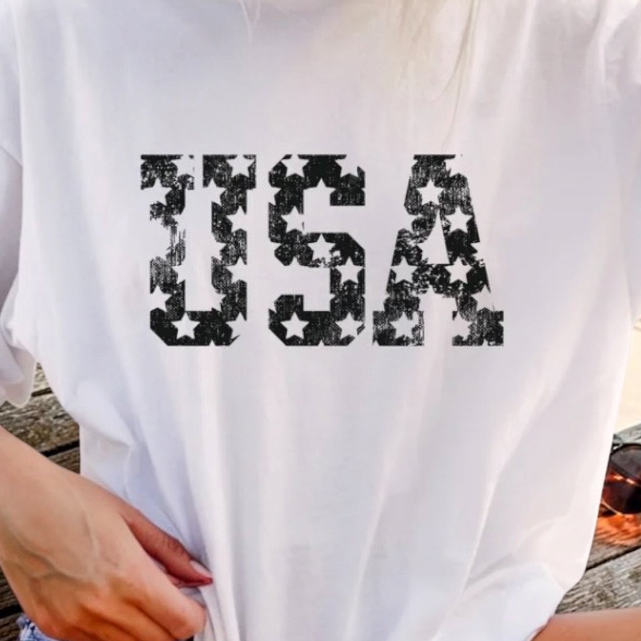 USA Stamped w/ Stars Tee