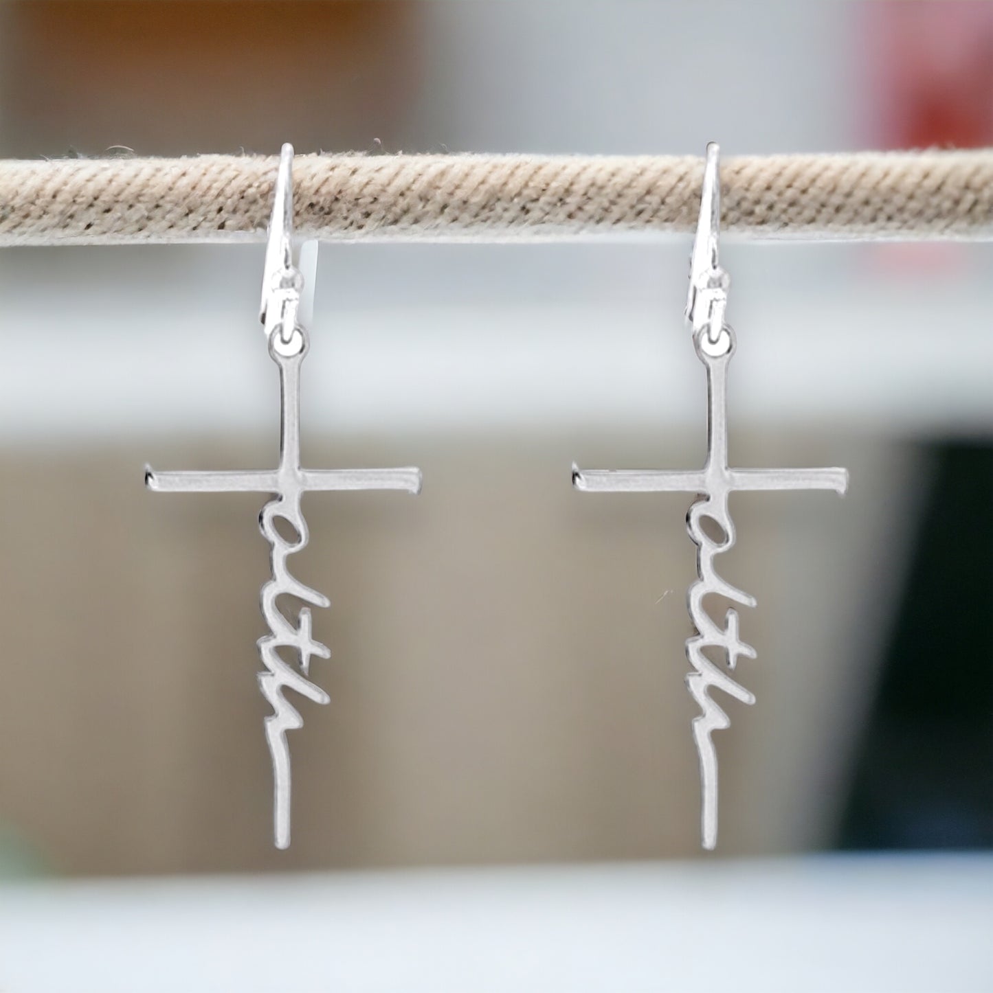 Faith Silver Stamped Dangle