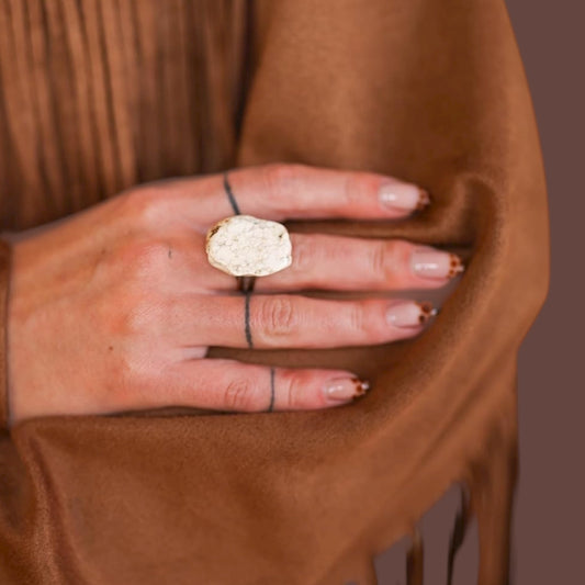 White Turquoise Rustic Cuff Ring