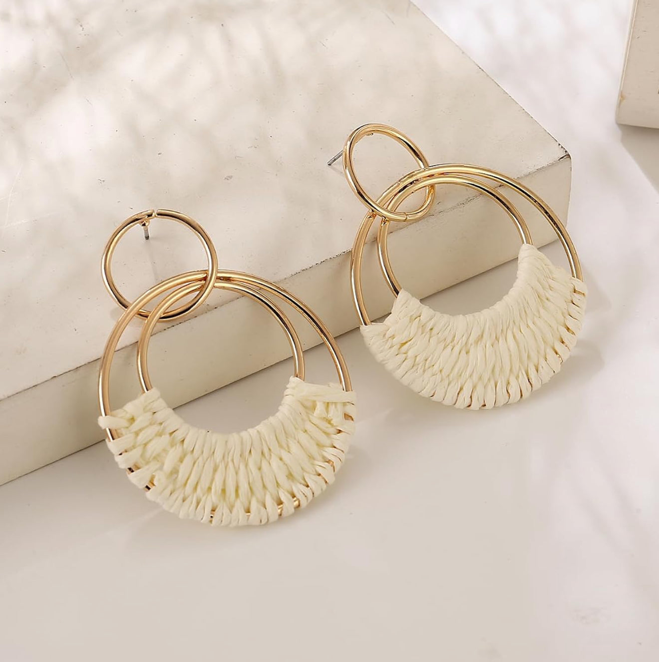Take me Away Raffia Hoops in Ivory