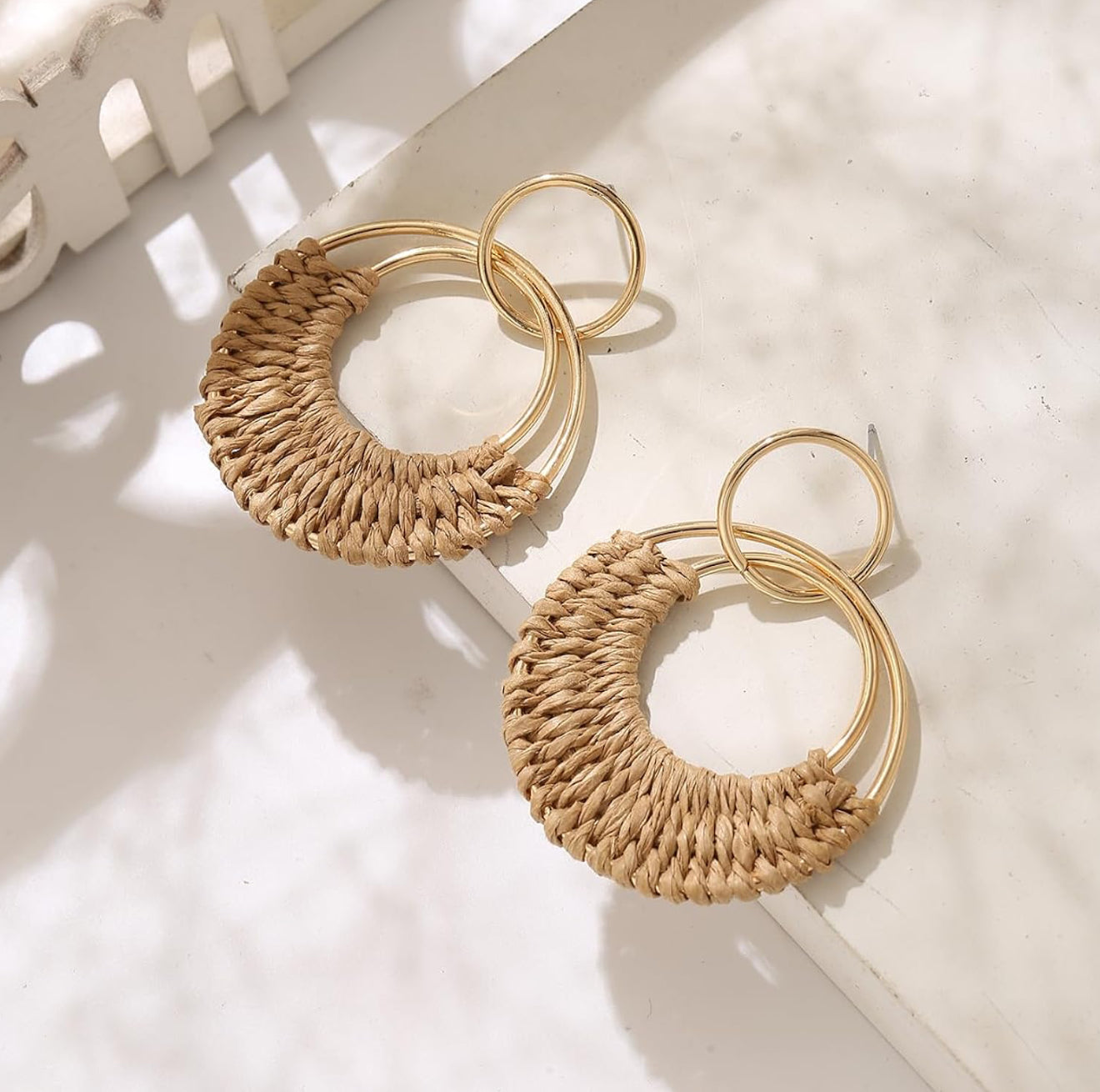 Take me Away Raffia Hoops in Neutral