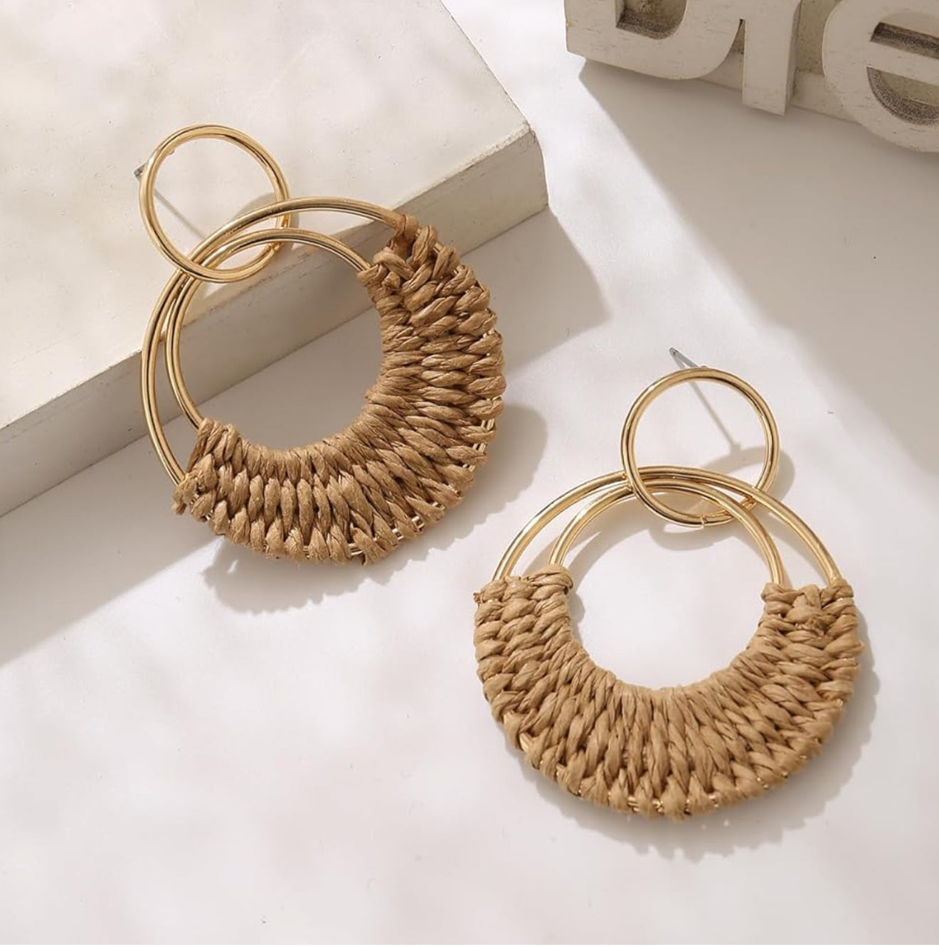 Take me Away Raffia Hoops in Neutral