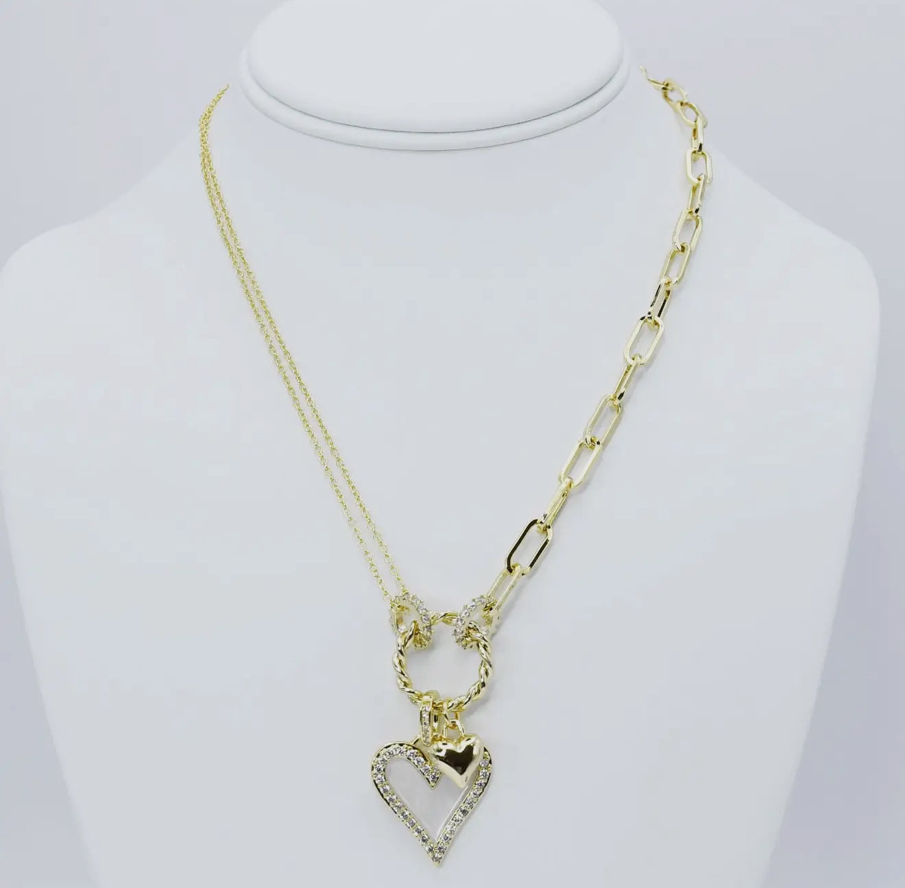 Heart of Honor Mixed Chain Charm Necklace