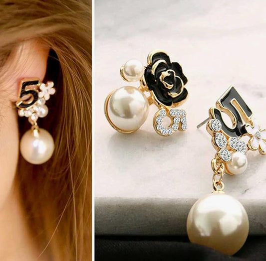 Asymmetrical Glam No. 5 Pearl Studs