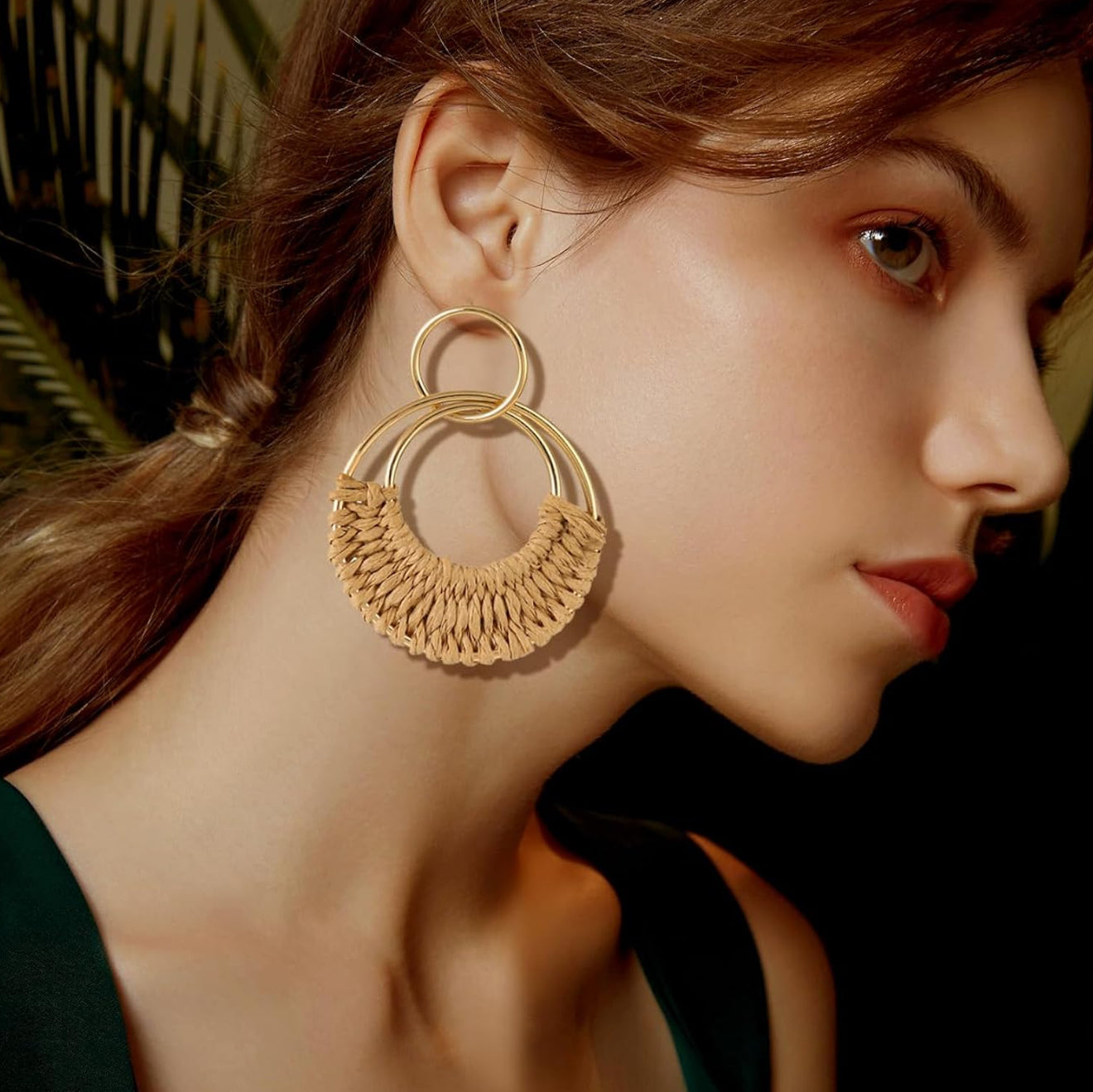 Take me Away Raffia Hoops in Neutral