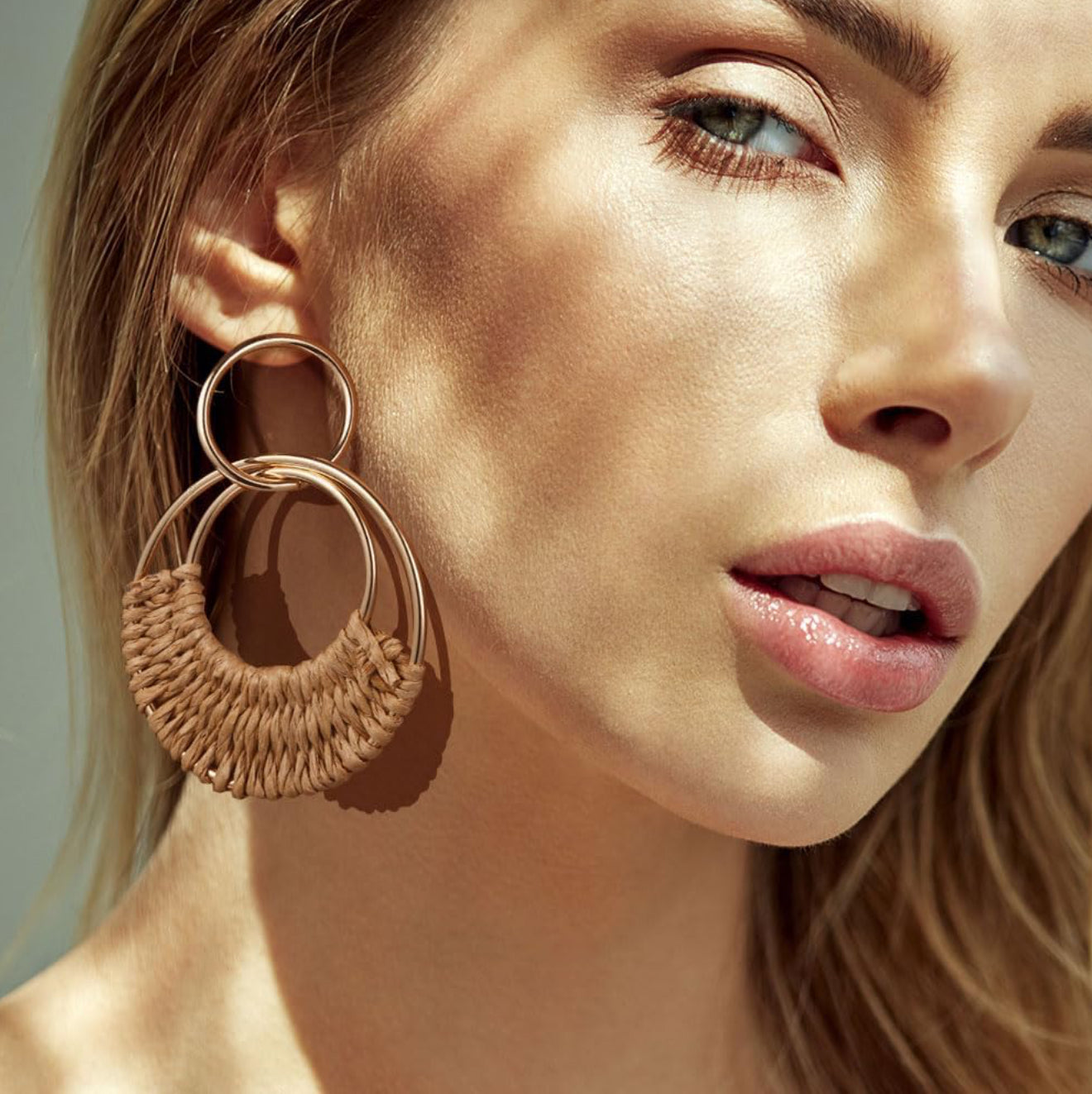 Take me Away Raffia Hoops in Neutral
