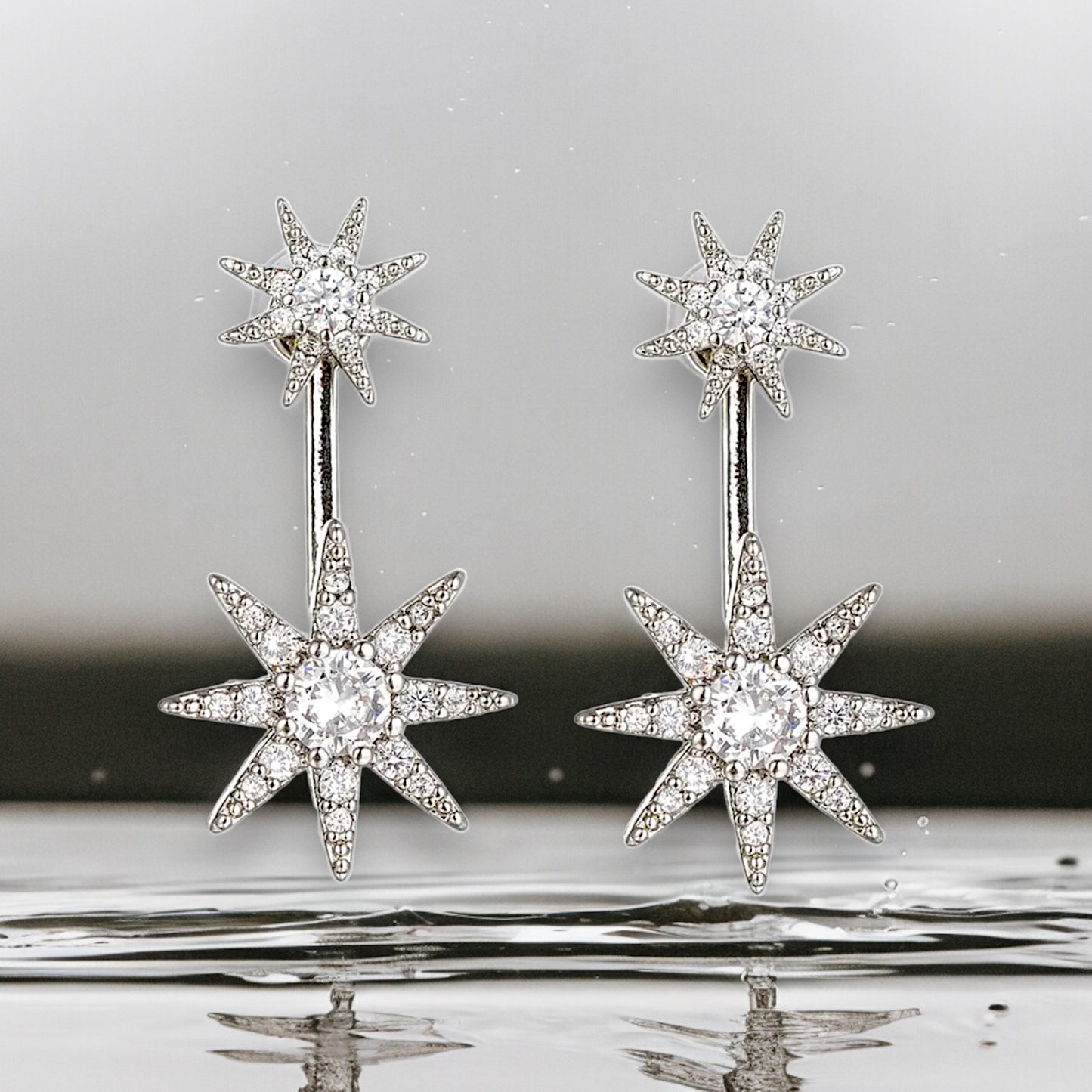 Double North Star Earring Jacket w/post closure.