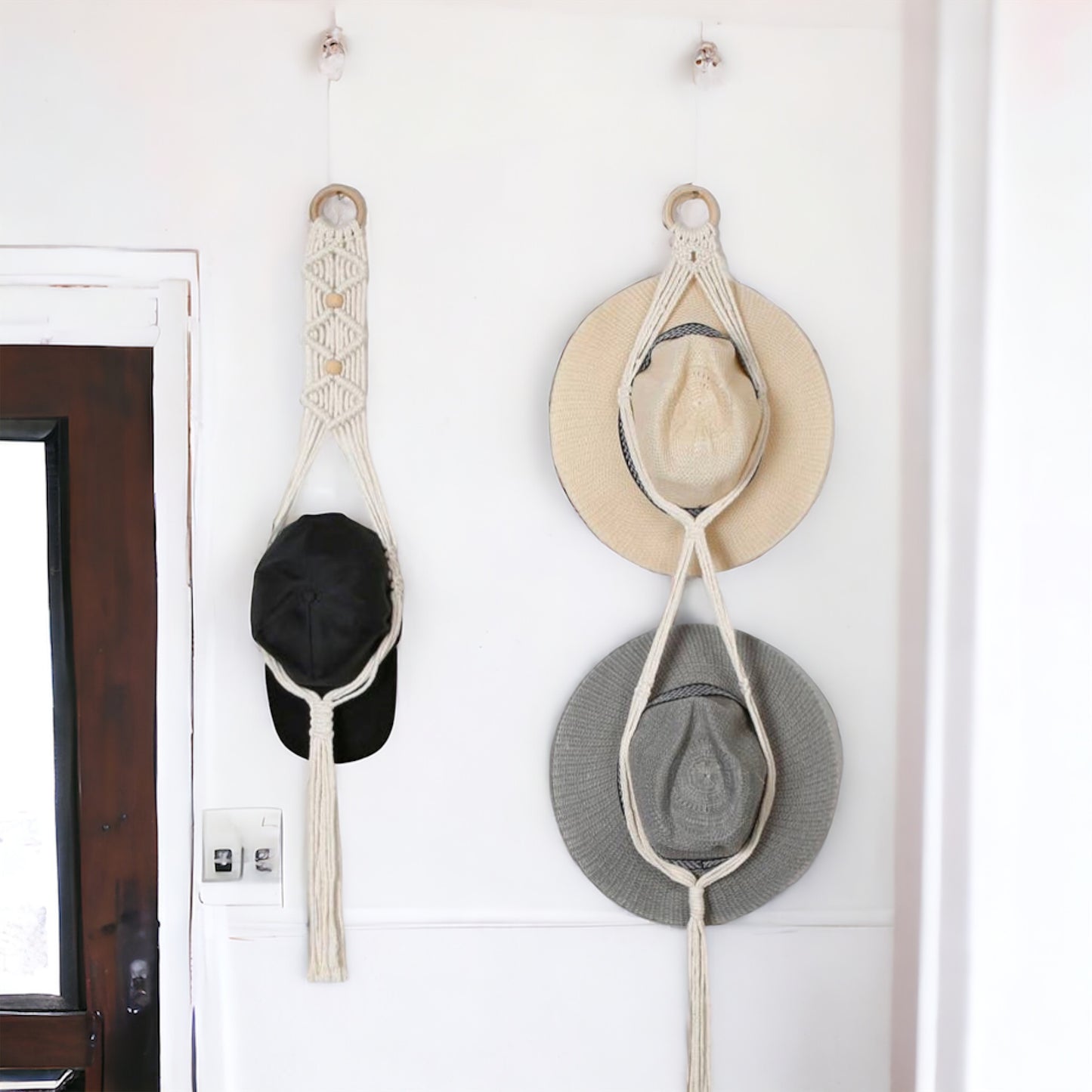 Handmade Pair Macrame Hat Display