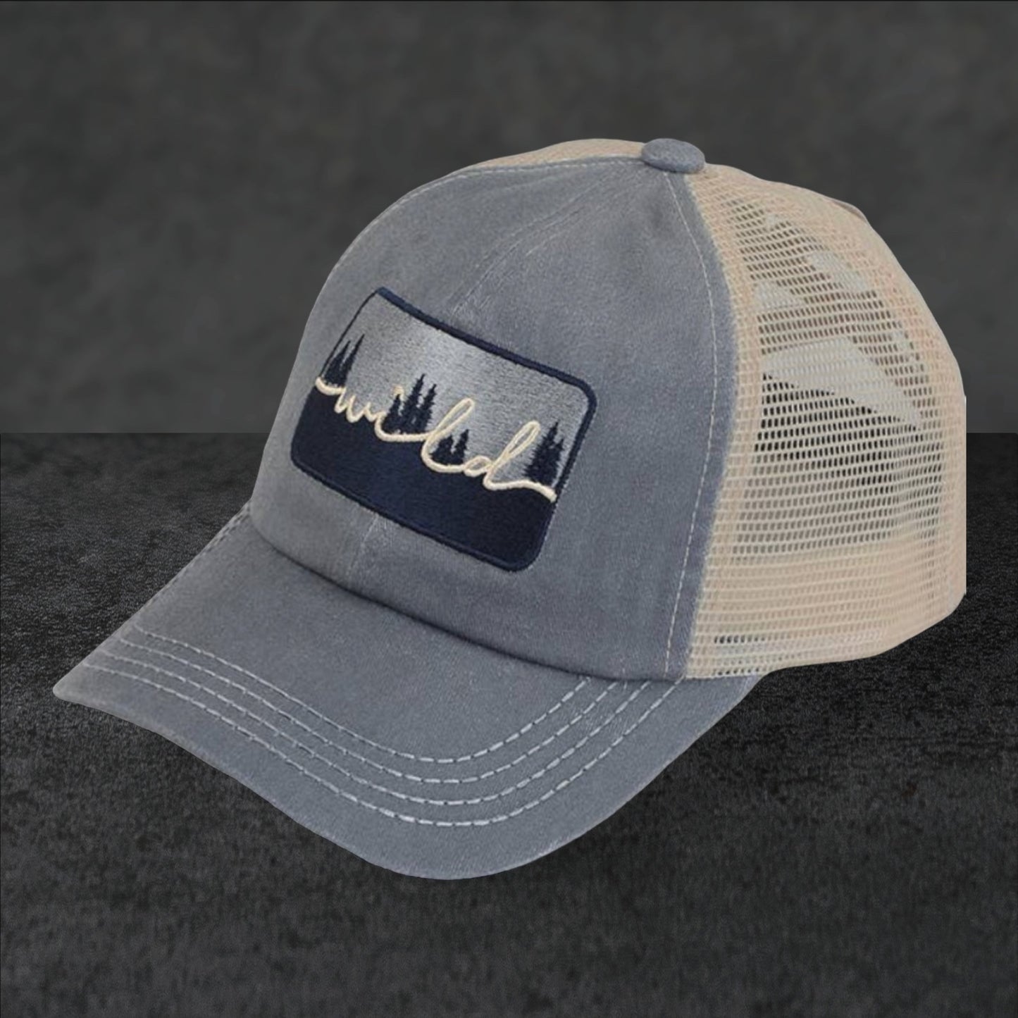 Wild Ones Embroidered Ponytail hats