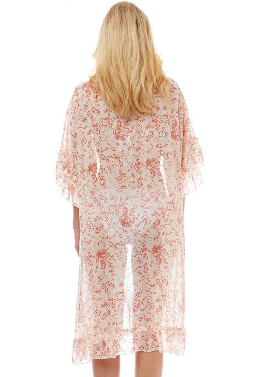 Ruffled Peaches Beach Cover Up