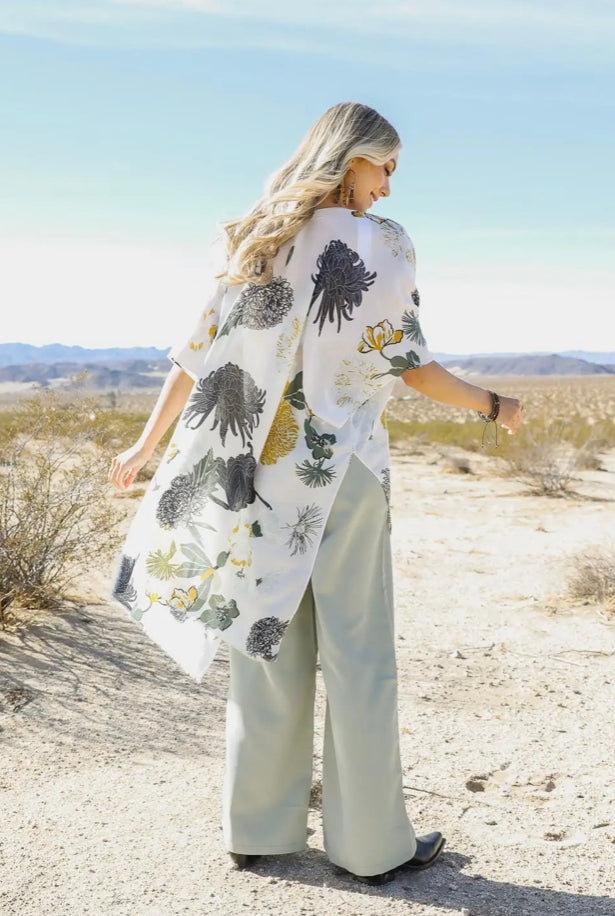Floral Motif Combo Kimono