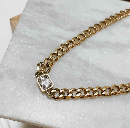 Cuban Style Zircon Chain Necklace
