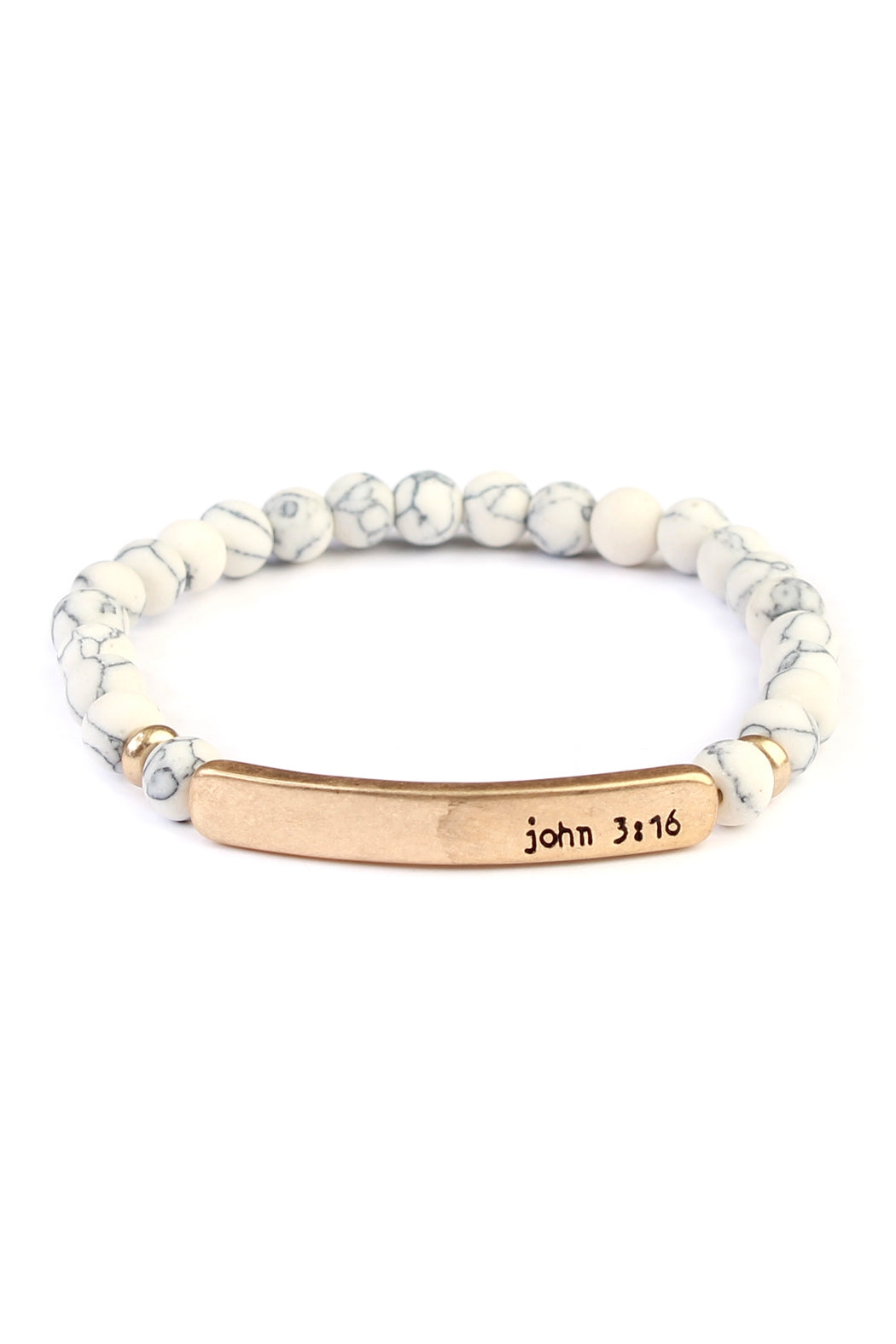 John 3:16 natural stone stretch bracelet