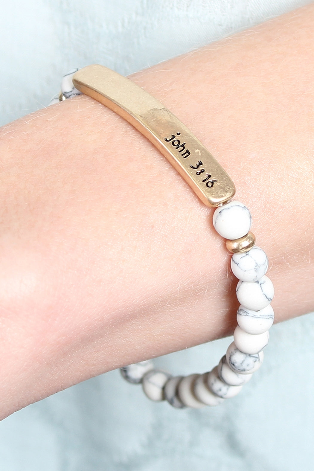 John 3:16 natural stone stretch bracelet