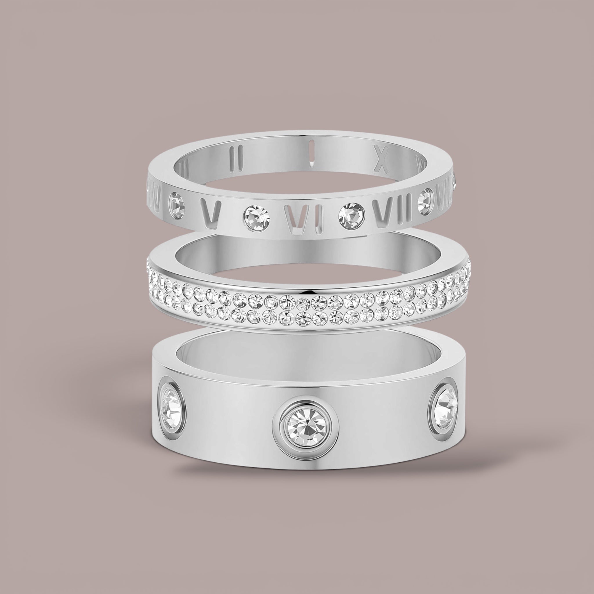 Romans Girl Ring Stack Silver/Gold