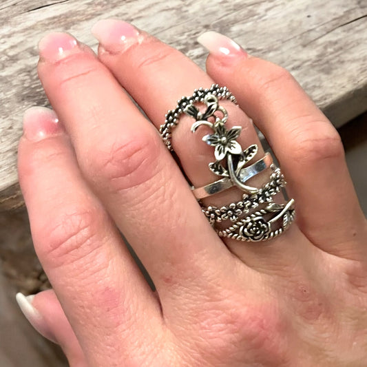 Silver Floral Climber Stack Size 8