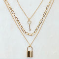 Lock and Bling Layered Charm Necklace