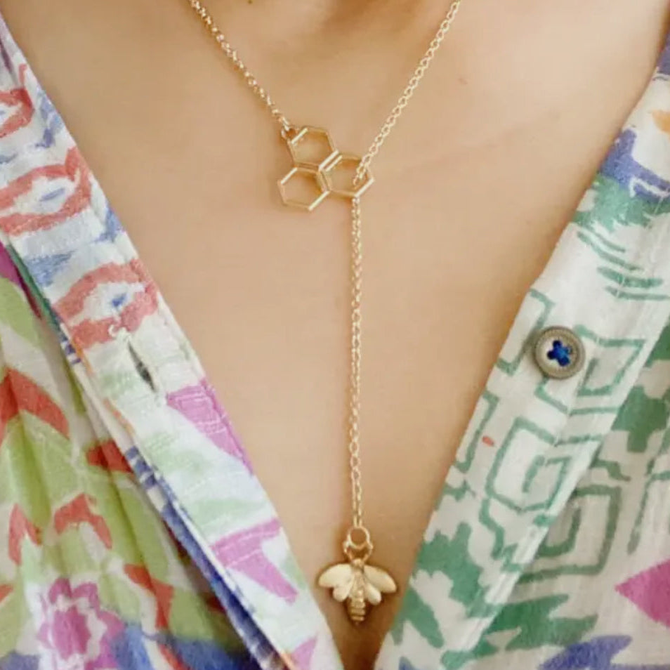 Bee With Me Honey Comb Lariat