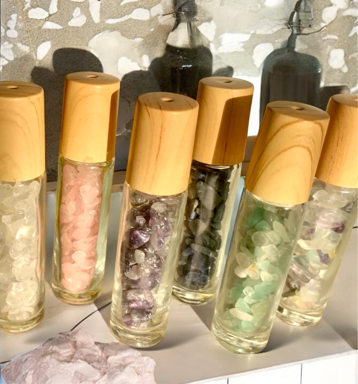 Natural Stone Chip Perfume Rollers The Moonstone Collection