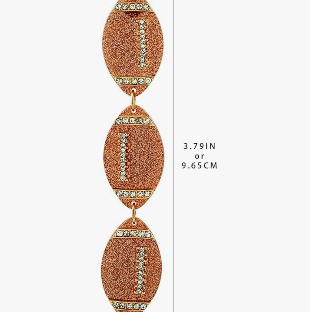 Trio Bling Football Drip Dangle Earrings