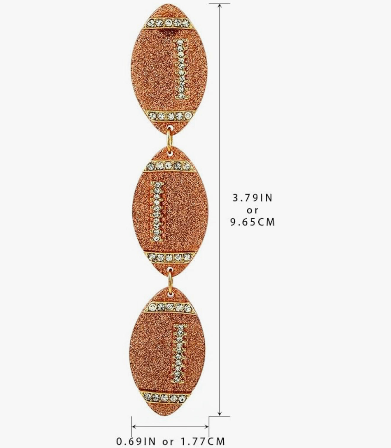 Trio Bling Football Drip Dangle Earrings
