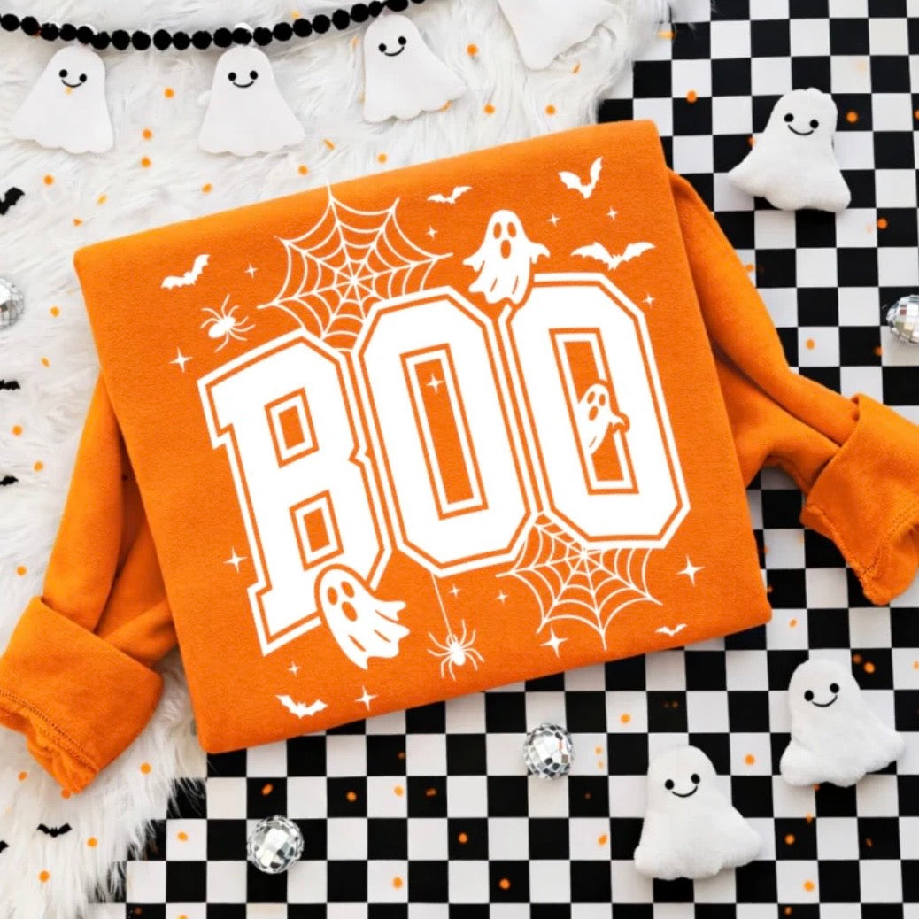 Boo Webs Varsity Crewneck