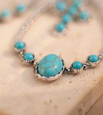 Cross and Stone Turquoise Teardrop
