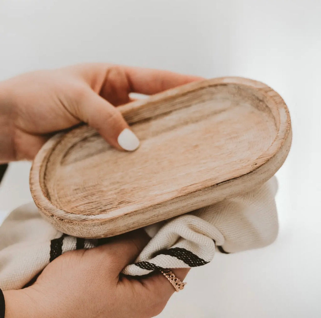 Rustic Wood Beveled Utility Tray