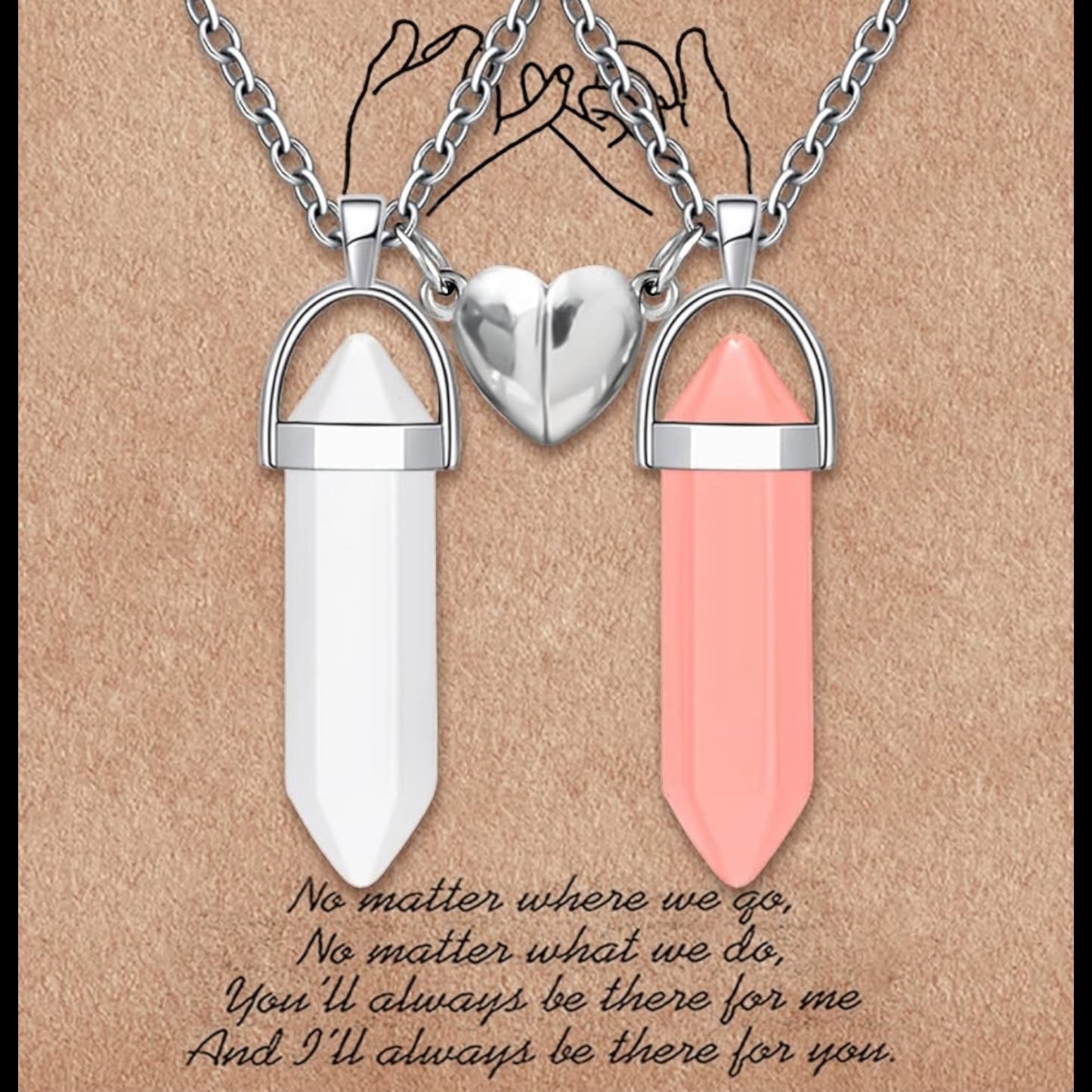 “No Matter Where” Gemstone Necklace Duo w/ Magnetic Charm