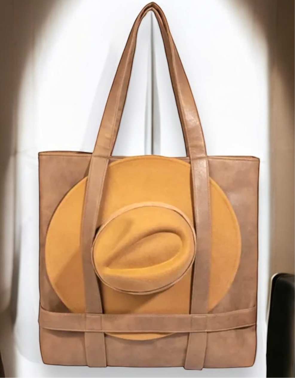 Vegan Leather Hat Carrier Traveler Tote