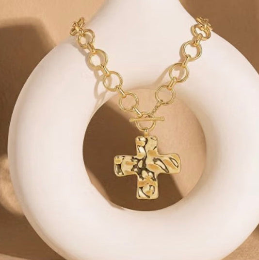 Toggle and Clasp Cross Pendant