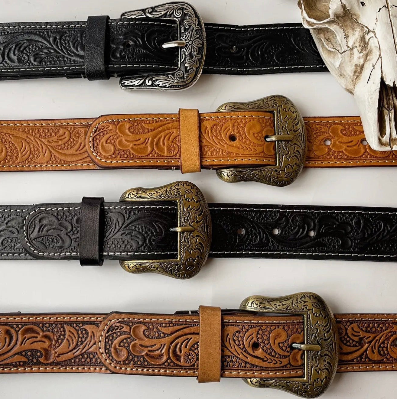 Western Tooled Leather Purse Straps