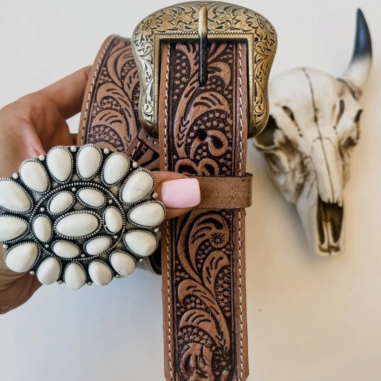 Western Tooled Leather Purse Straps