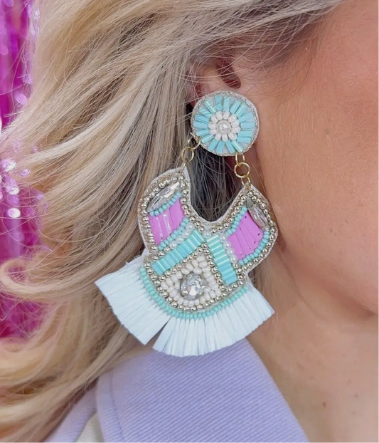 Flamingo Aztec Fringe Dangle