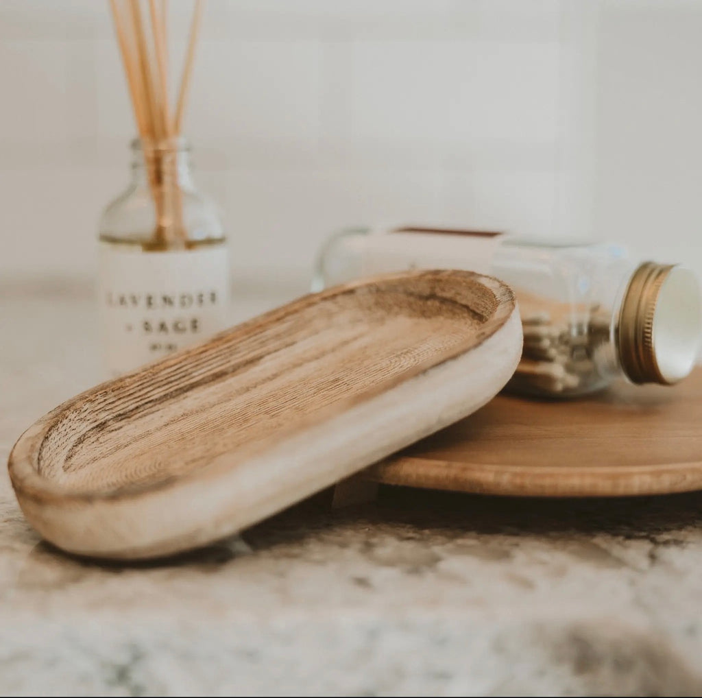 Rustic Wood Beveled Utility Tray