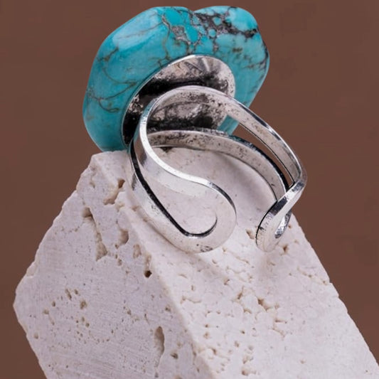 Turquoise Blue Rustic Cuff Ring