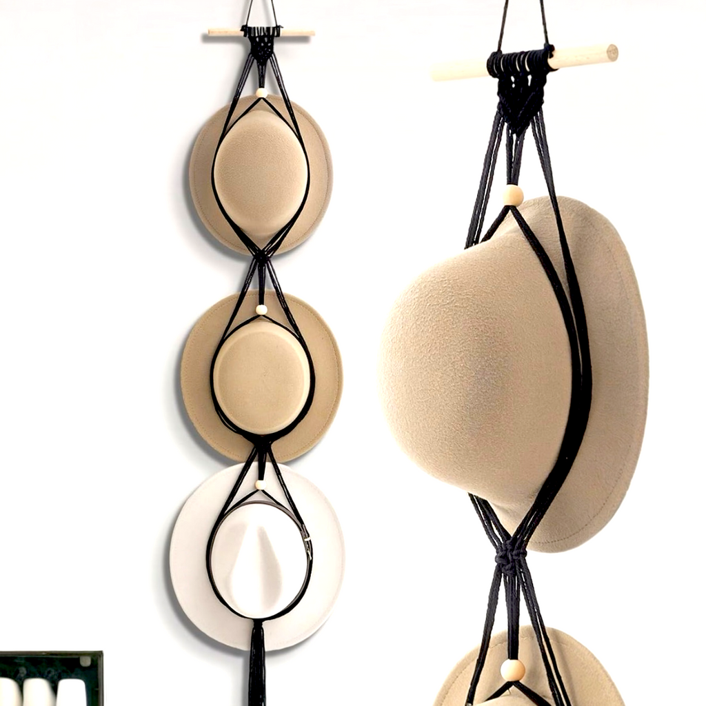 Wide Brim Style Macrame Hat Display