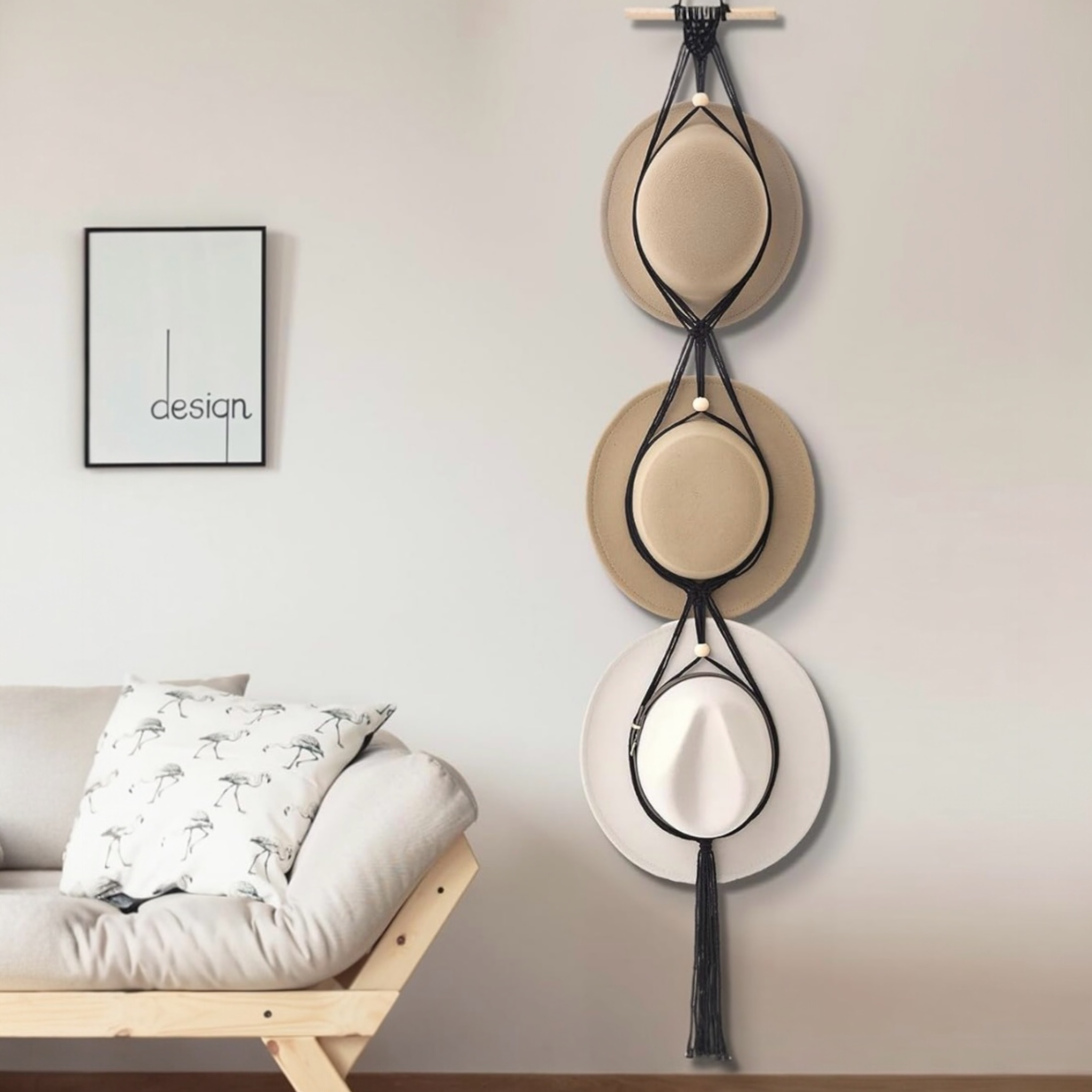 Wide Brim Style Macrame Hat Display