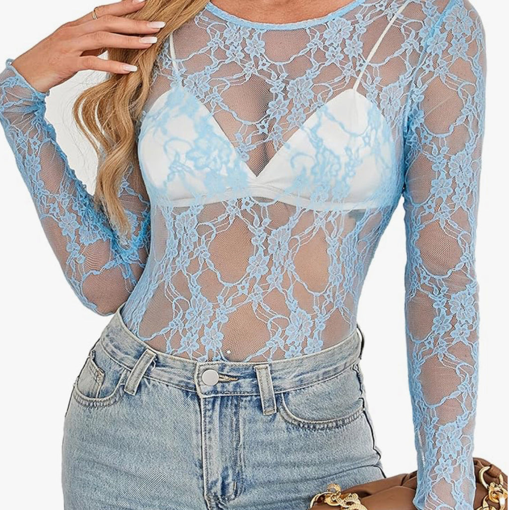 Crewneck Lace Layering Tops