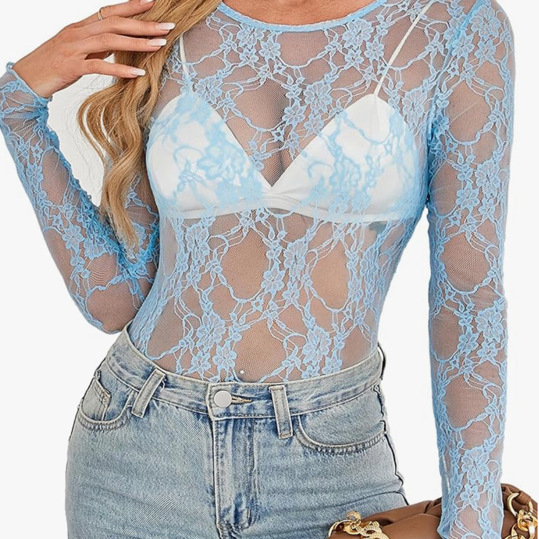 Crewneck Lace Layering Tops