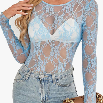 Crewneck Lace Layering Tops