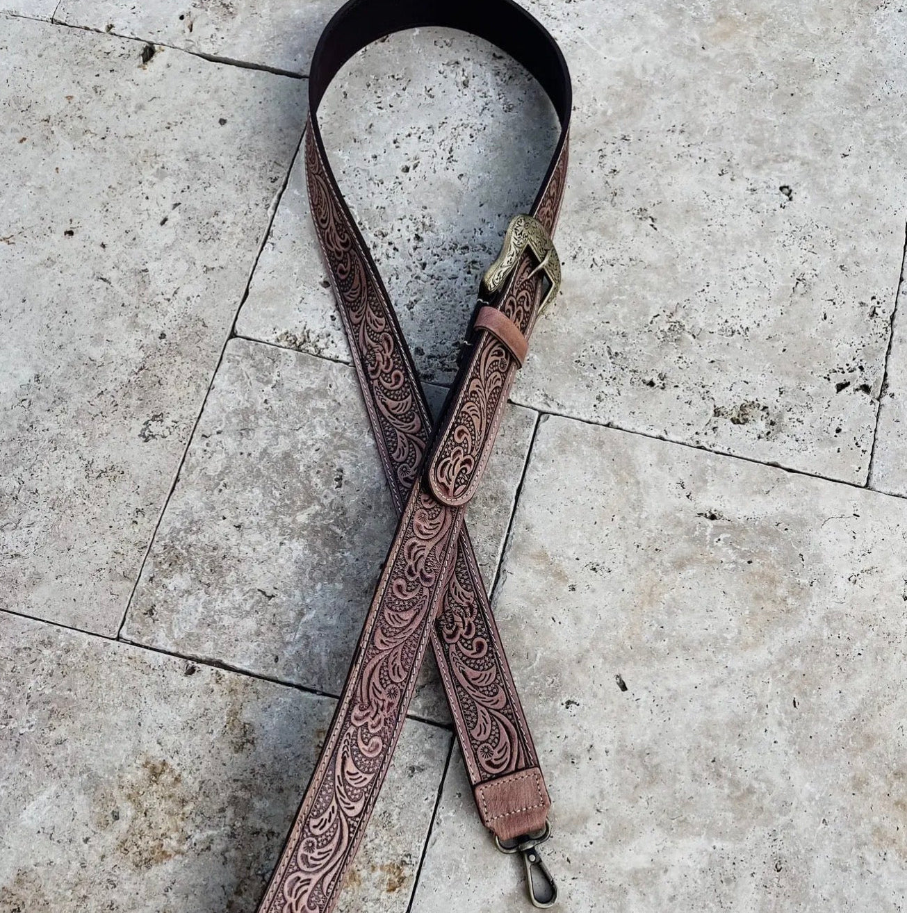 Western Tooled Leather Purse Straps