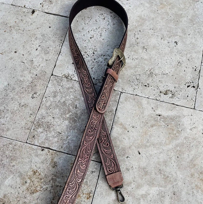 Western Tooled Leather Purse Straps