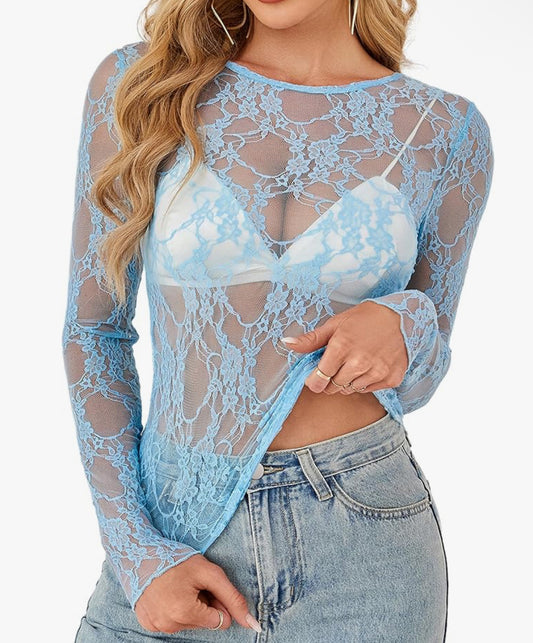 Floral Layering Top Crewneck Style